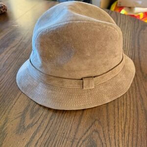 Vintage Suede Bucket Hat‎ Large Brown Made in USA 90s Streetwear Totes Retro